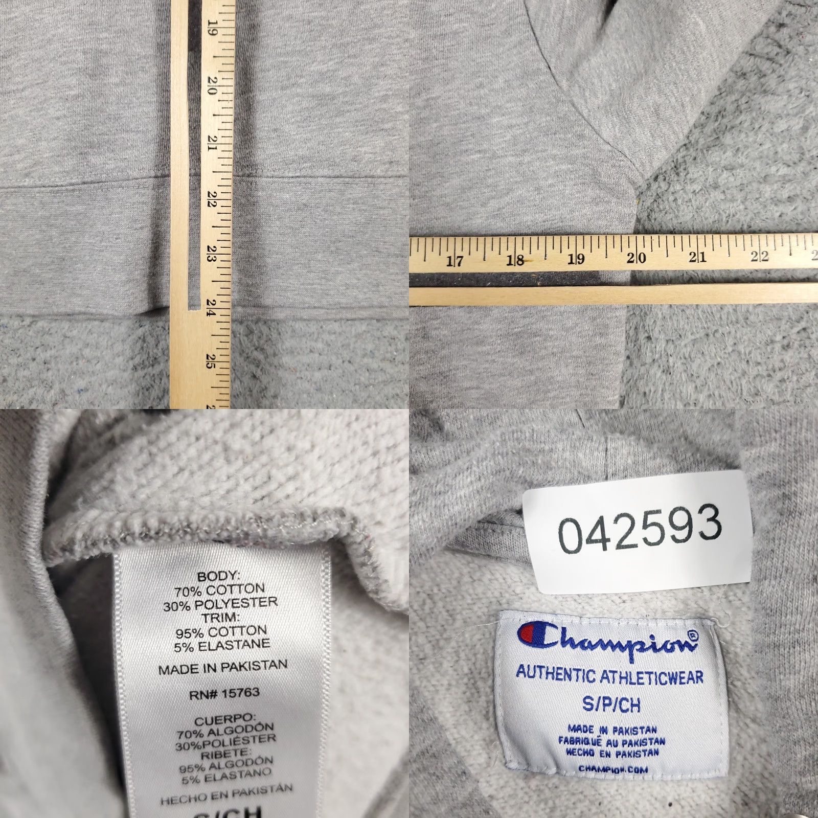 Champion Champion Gray Hoodie Pullover Sweatshirt Mens Small Size US S / EU 44-46 / 1 - 8 Thumbnail