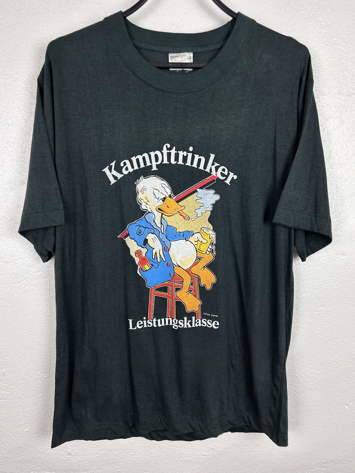 Vintage 90s Vintage Donald Duck Kampftrinker German Drinker T-Shirt Size US M / EU 48-50 / 2 - 1 Thumbnail