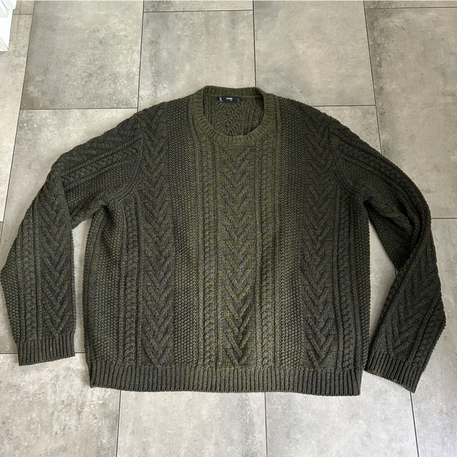 Vince VINCE green yellow knit crew neck sweater wool cashmere XL Size US XL / EU 56 / 4 - 1 Thumbnail