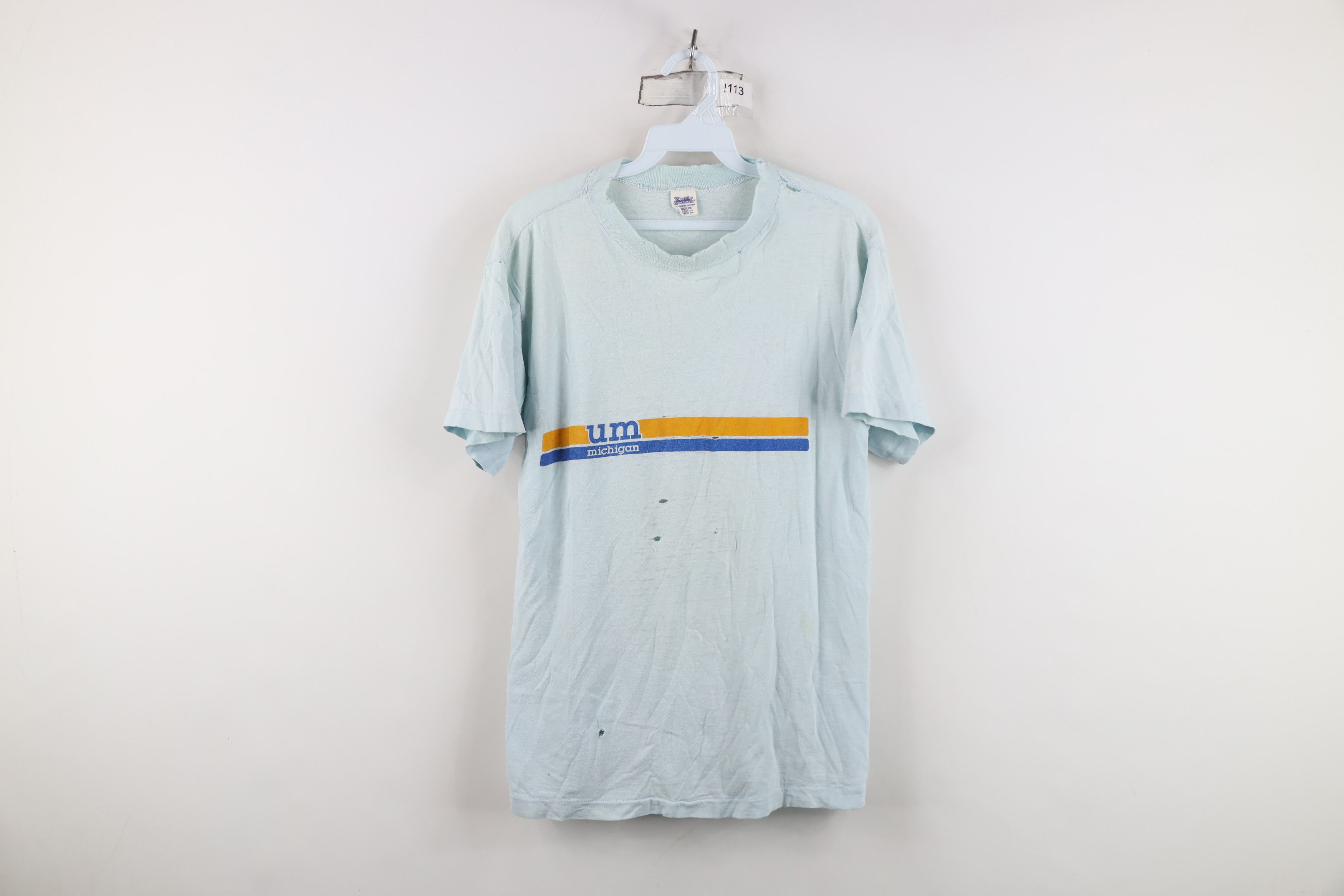Vintage Vintage 70s Spell Out University of Michigan T-Shirt USA Size US M / EU 48-50 / 2 - 1 Thumbnail