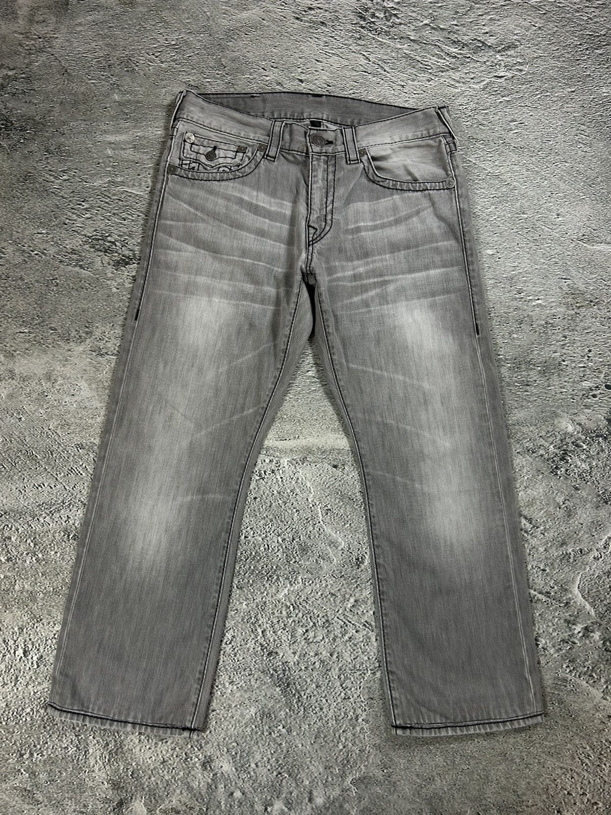 True Religion True Religion jeans grey black thick stitching Ricky Size US 33 - 7 Thumbnail