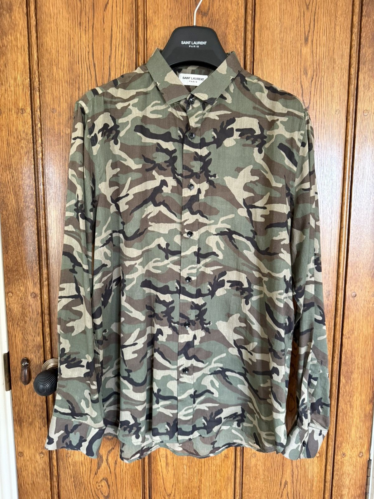Saint Laurent Paris SS16 Saint Laurent camouflage camo shirt 😍 Hedi Slimane 41 Size US L / EU 52-54 / 3 - 1 Thumbnail