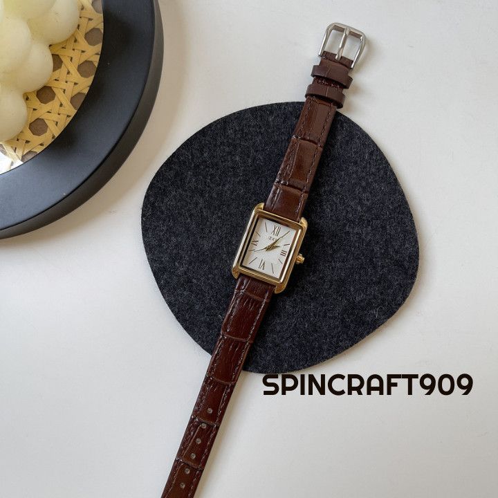 Jewelry Square Retro Vintage Watch with Leather Strap Size ONE SIZE - 1 Thumbnail
