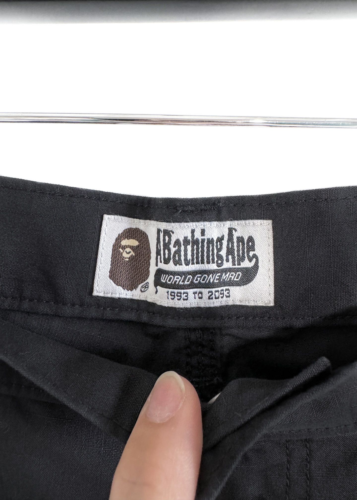 Bape Bape Black Cotton Nylon Logo Embroidered Bermuda Shorts Size US 36 / EU 52 - 7 Thumbnail