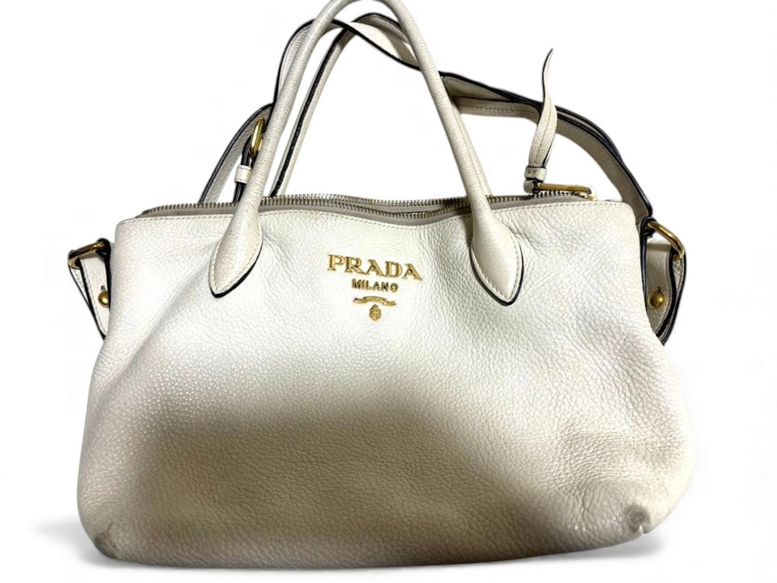 Prada Prada - White Leather Women's Satchel Bag Size ONE SIZE - 2 Thumbnail
