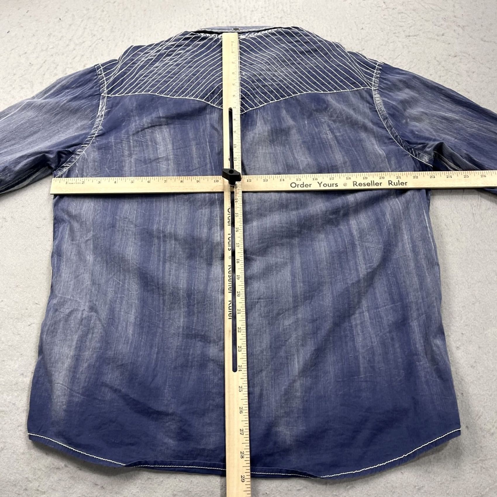 Roar Roar Shirt Mens XL Blue Embroidered Faded Distress Signature Cotton Button Y2K Size US XL / EU 56 / 4 - 7 Thumbnail