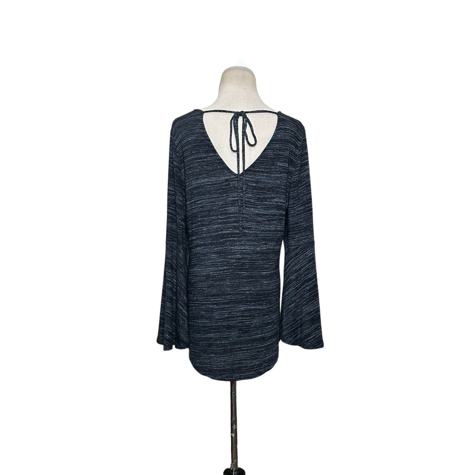 Loft Loft marbled black v neck flare sleeves open back top size M Size M / US 6-8 / IT 42-44 - 2 Thumbnail