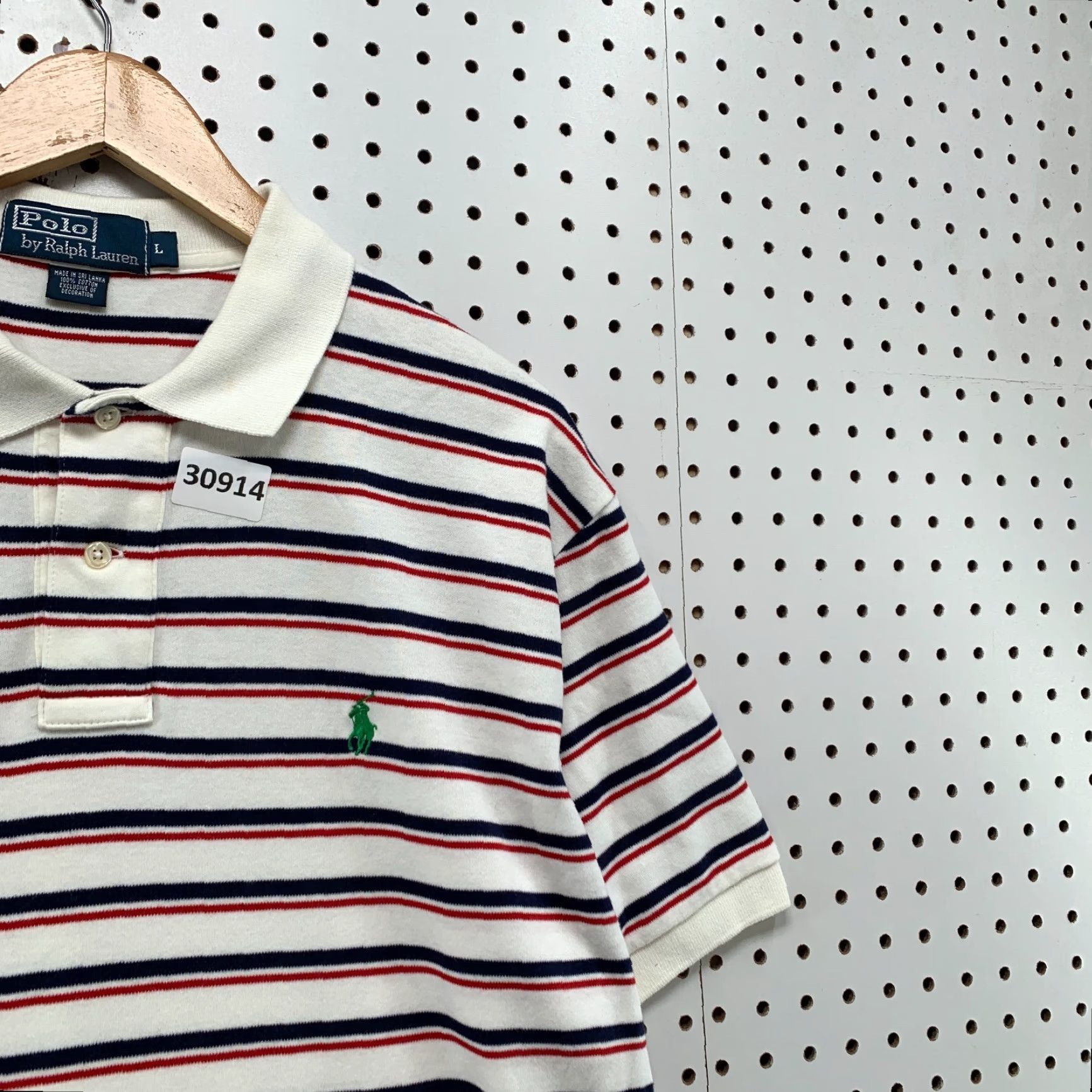 Ralph Lauren VINTAGE Polo Ralph Lauren Shirt Mens Large White Blue Red Striped Casual 24X30 Size US L / EU 52-54 / 3 - 7 Thumbnail