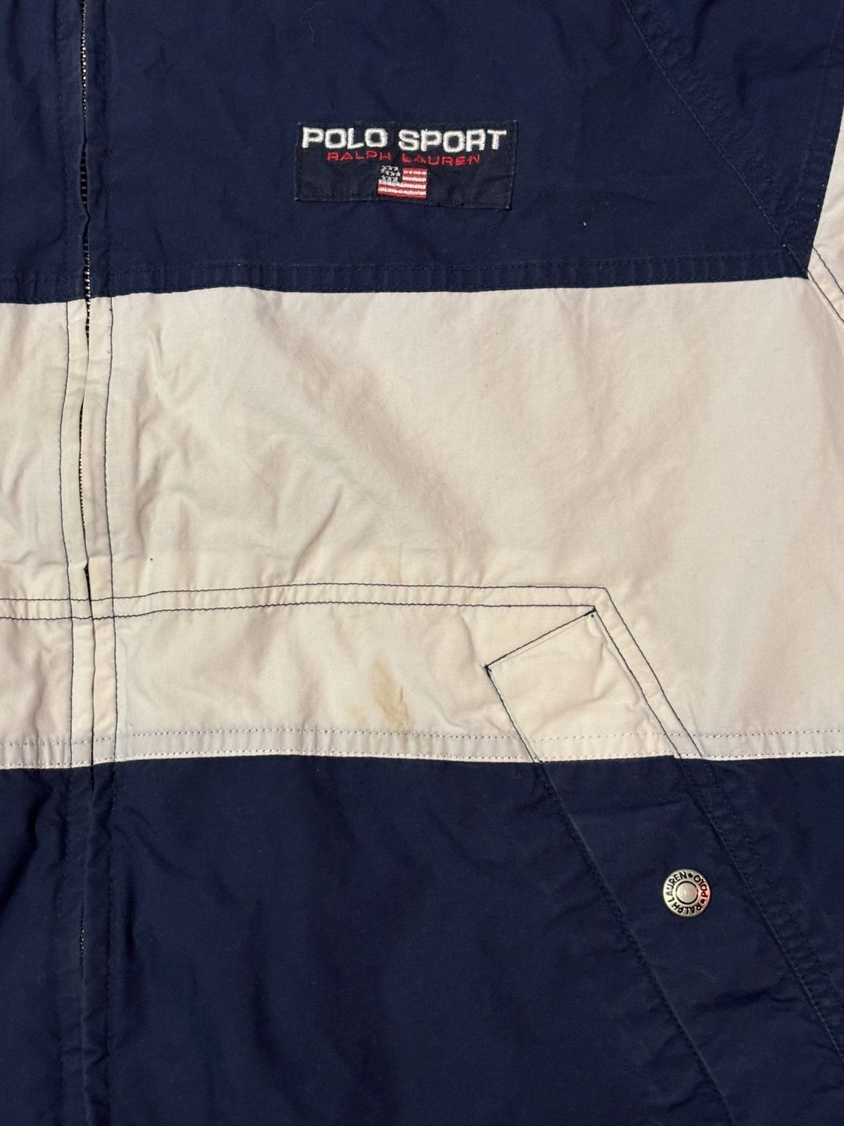 Polo Ralph Lauren × Ralph Lauren Vintage 90s tri-tone Hooded Wind Breaker from Polo Sport Size US M / EU 48-50 / 2 - 5 Thumbnail
