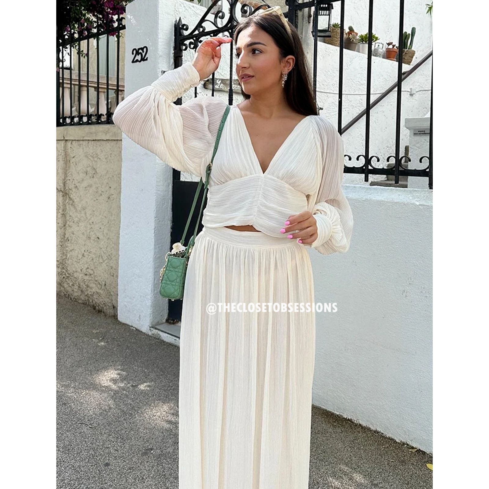 Zara RARE!!! ZARA Co-Ord Set V-Neck Top + Flowy Maxi Skirt NWT Size L / US 10 / IT 46 - 14 Thumbnail