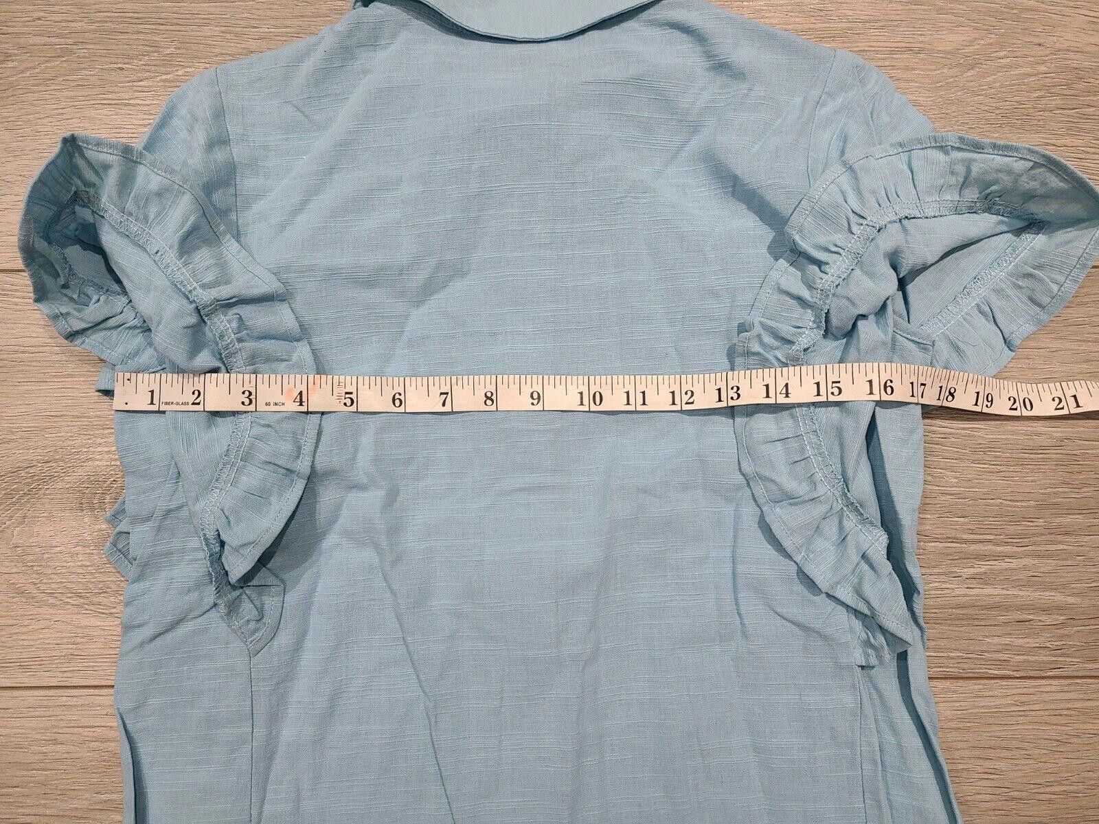 Designer Universal Thread Top Extra Small Blue Chambray Cap Sleeves Size XS / US 0-2 / IT 36-38 - 5 Thumbnail