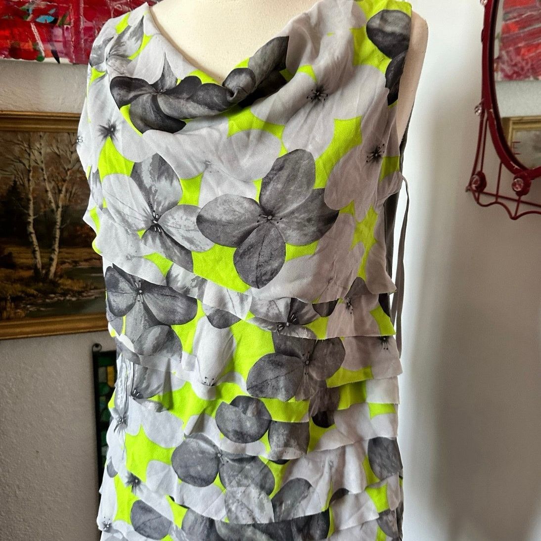 Alfani alfani gray green floral blouse tank top Size M / US 6-8 / IT 42-44 - 2 Thumbnail