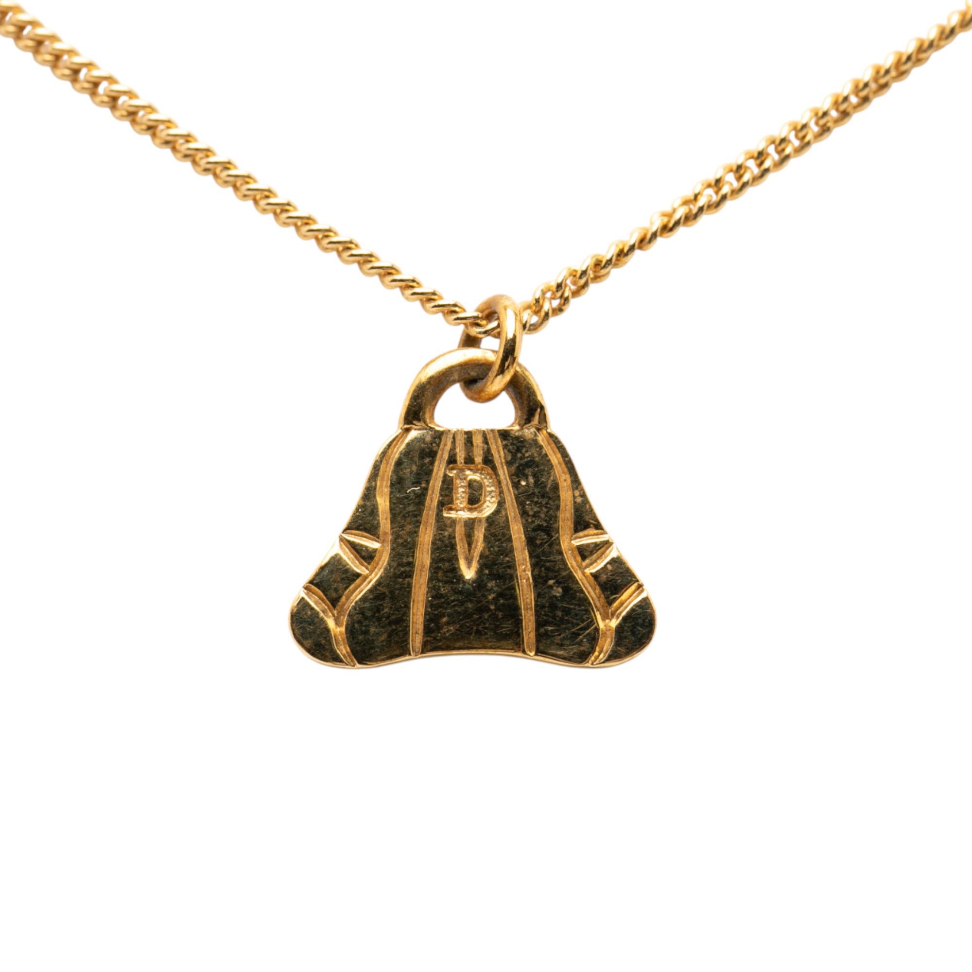 Dior Gold Plated Bag Pendant Necklace