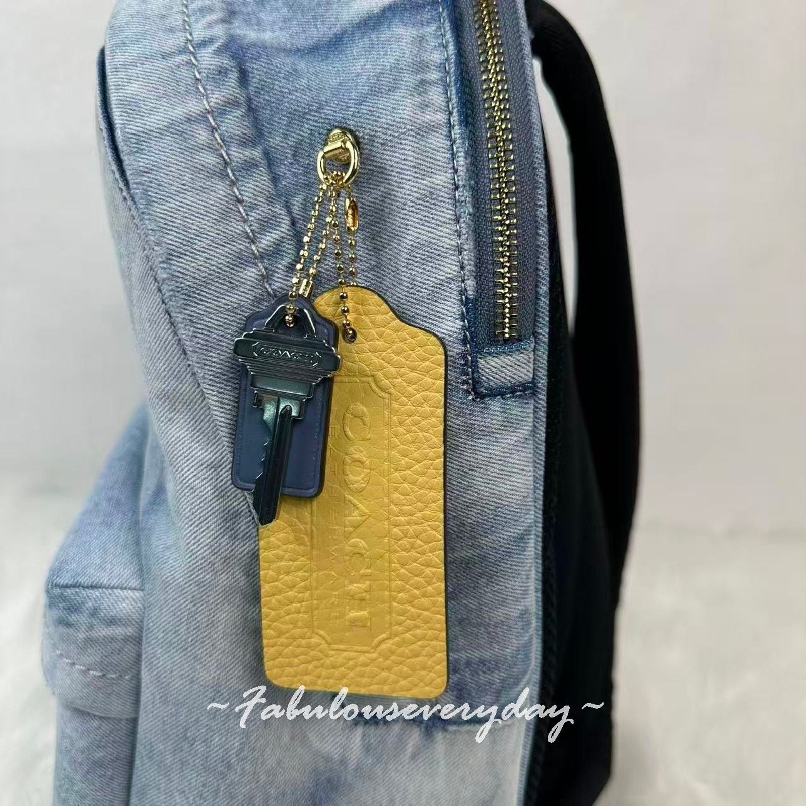 Coach Coach Taylor Small Backpack In Loved Denim Gold/Light Indigo Size ONE SIZE - 4 Thumbnail