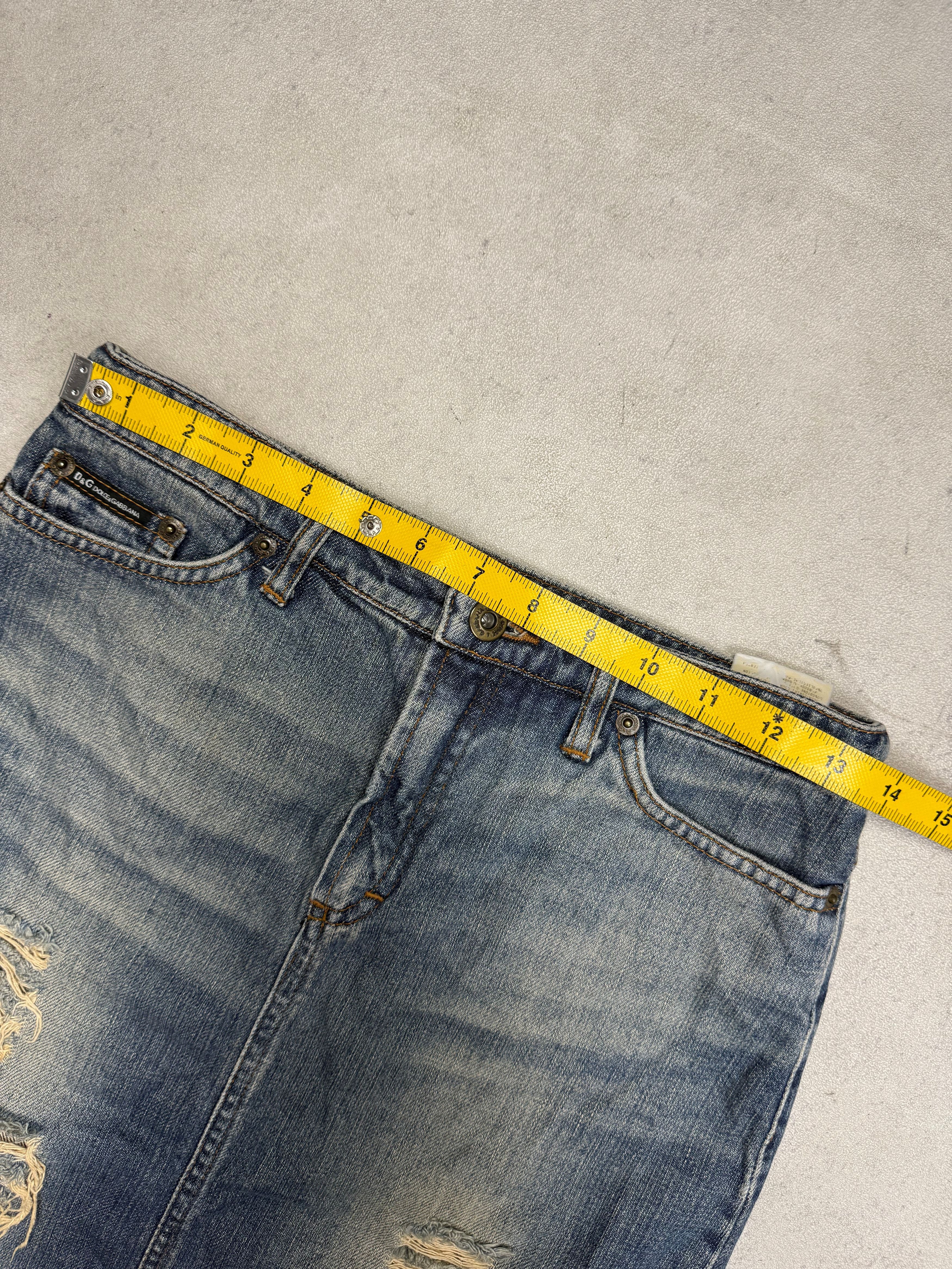 Dolce & Gabbana Dolce & Gabbana Distressed Denim Skirt Y2K D&G Size 27" / US 4 / IT 40 - 10 Thumbnail