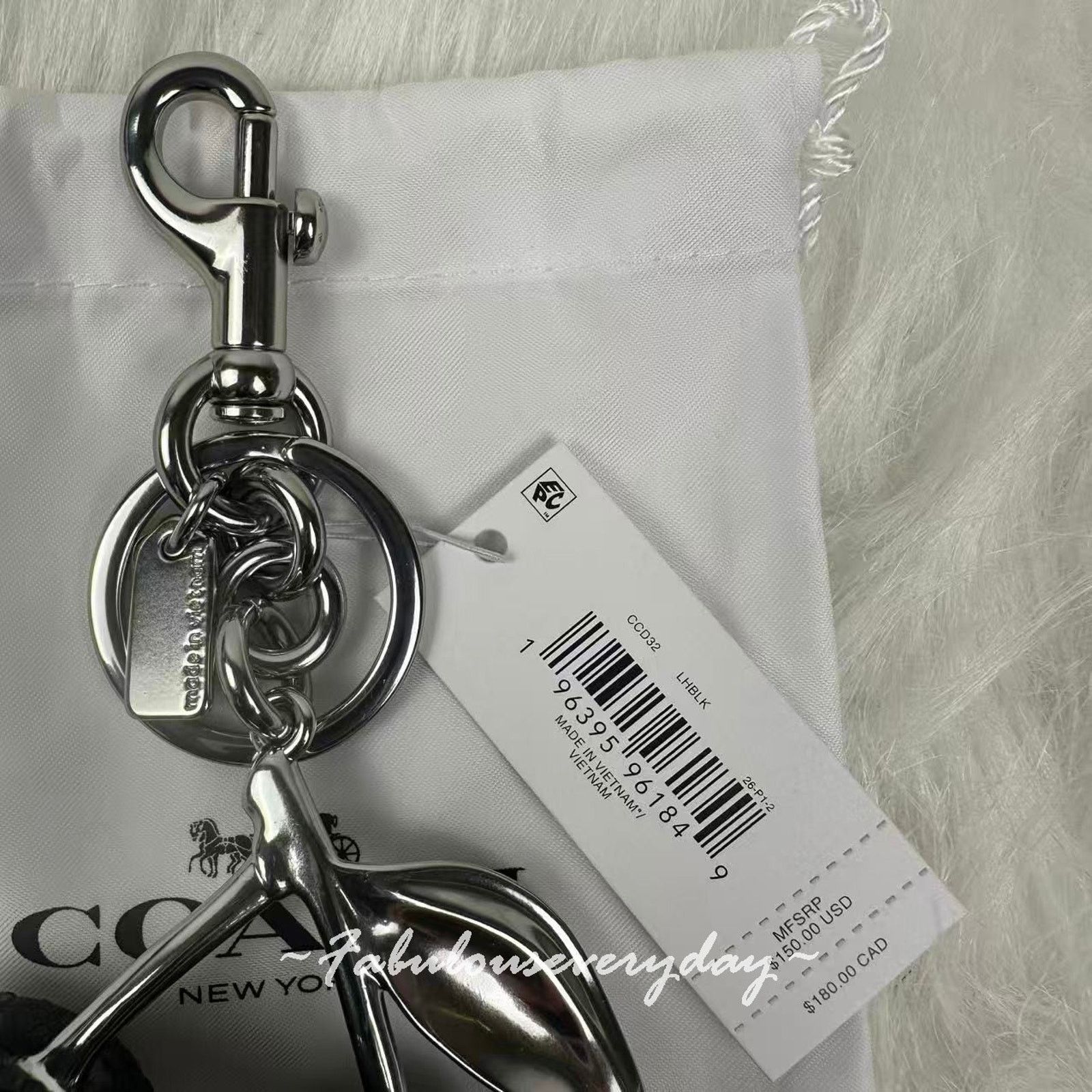 Coach Coach Crystal Cherry Bag Charm Keychain Fob Silver / Black Size ONE SIZE - 5 Thumbnail