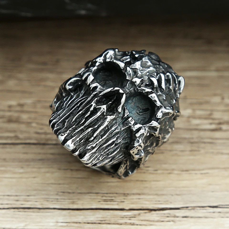 Vintage Black Devil Face Skull Rings Size ONE SIZE - 2 Thumbnail