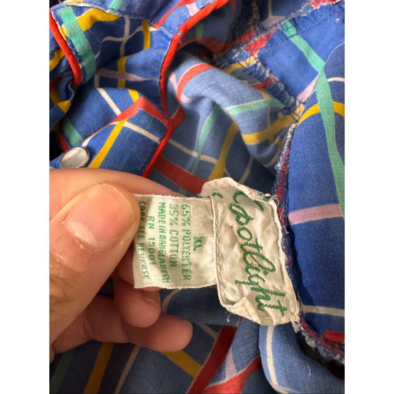 Other Vintage Spotlight Blue Plaid Button Down Ruffle Hem Dress – Size XL / US 12-14 / IT 48-50 - 3 Thumbnail