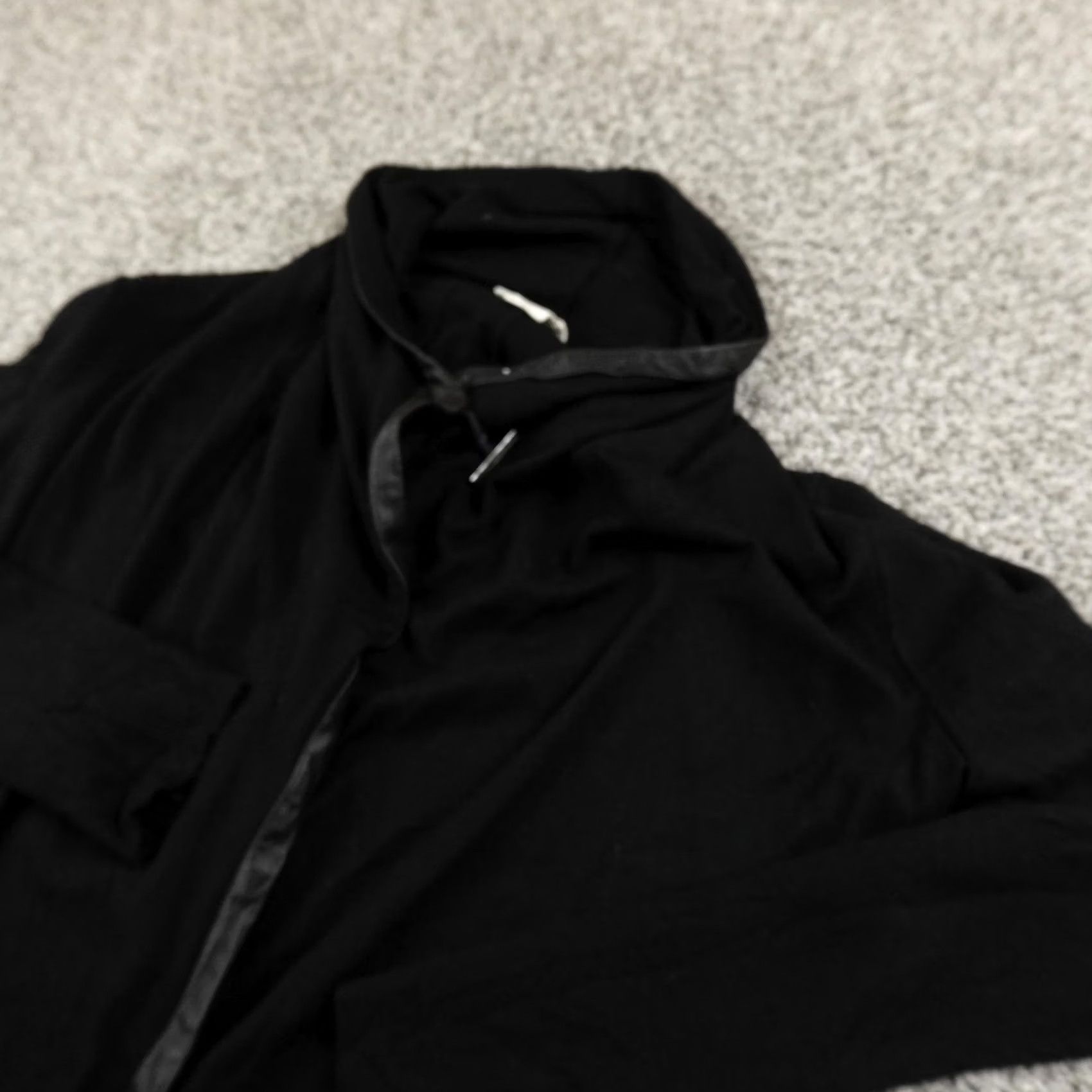 Helmut Lang VINTAGE Helmut Lang Coat Womens S Black Wool Toggle Leather Trim Long Cardigan Jacket Size S / US 4 / IT 40 - 2 Thumbnail