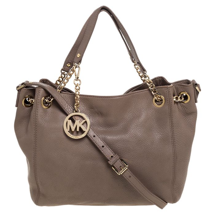 Michael Kors MICHAEL MICHAEL KORS Beige Leather Jet Set Chain Hobo ...