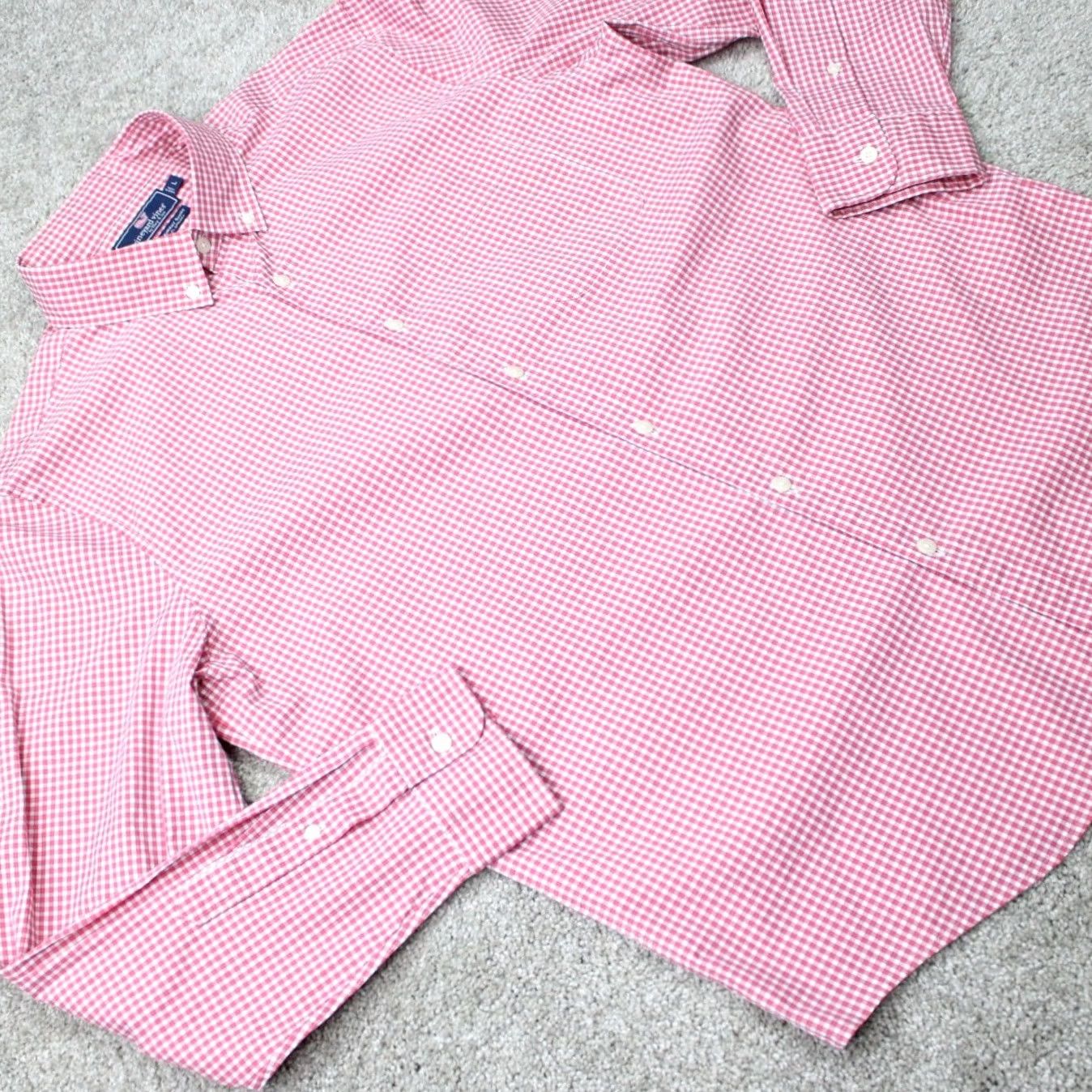 Vineyard Vines Vineyard Vines Murray Shirt Mens Large Red/White Gingham Slim Fit L/S Button-Up Shirt Size US L / EU 52-54 / 3 - 7 Thumbnail
