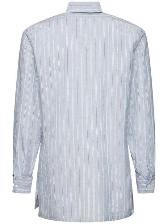 Maison Margiela o1lsvrm0425 Striped Cotton Long-Sleeved Shirt in Blue Size US M / EU 48-50 / 2 - 2 Thumbnail