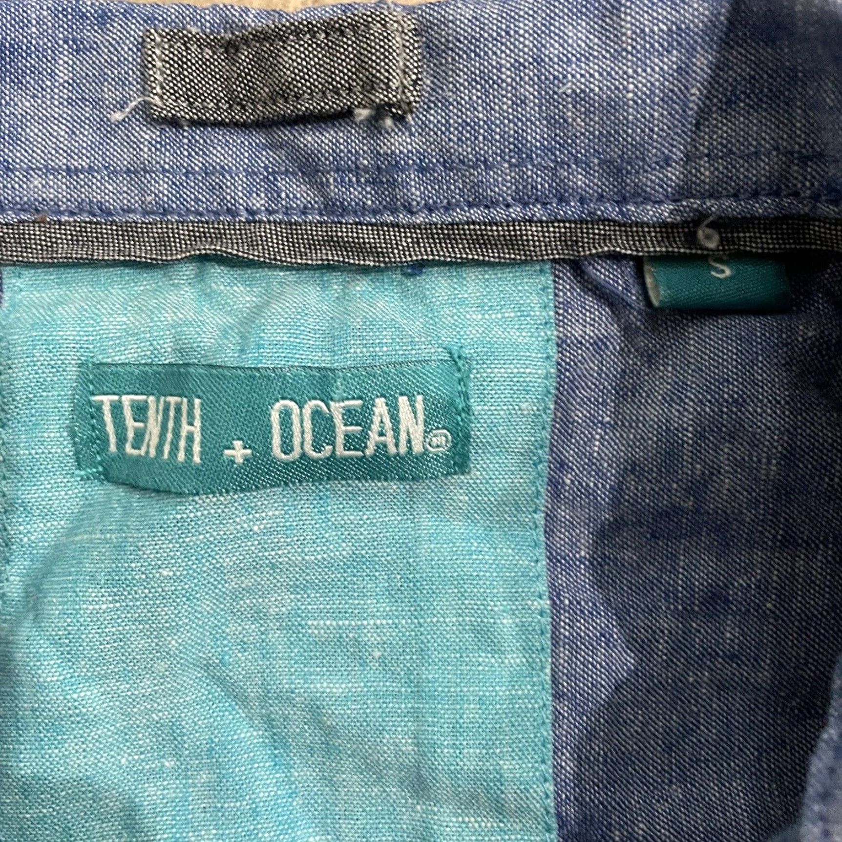 Vintage Tenth Ocean Shirt Button-Down Men’s Short Sleeve Linen Blue Size S Mens Size US S / EU 44-46 / 1 - 4 Thumbnail