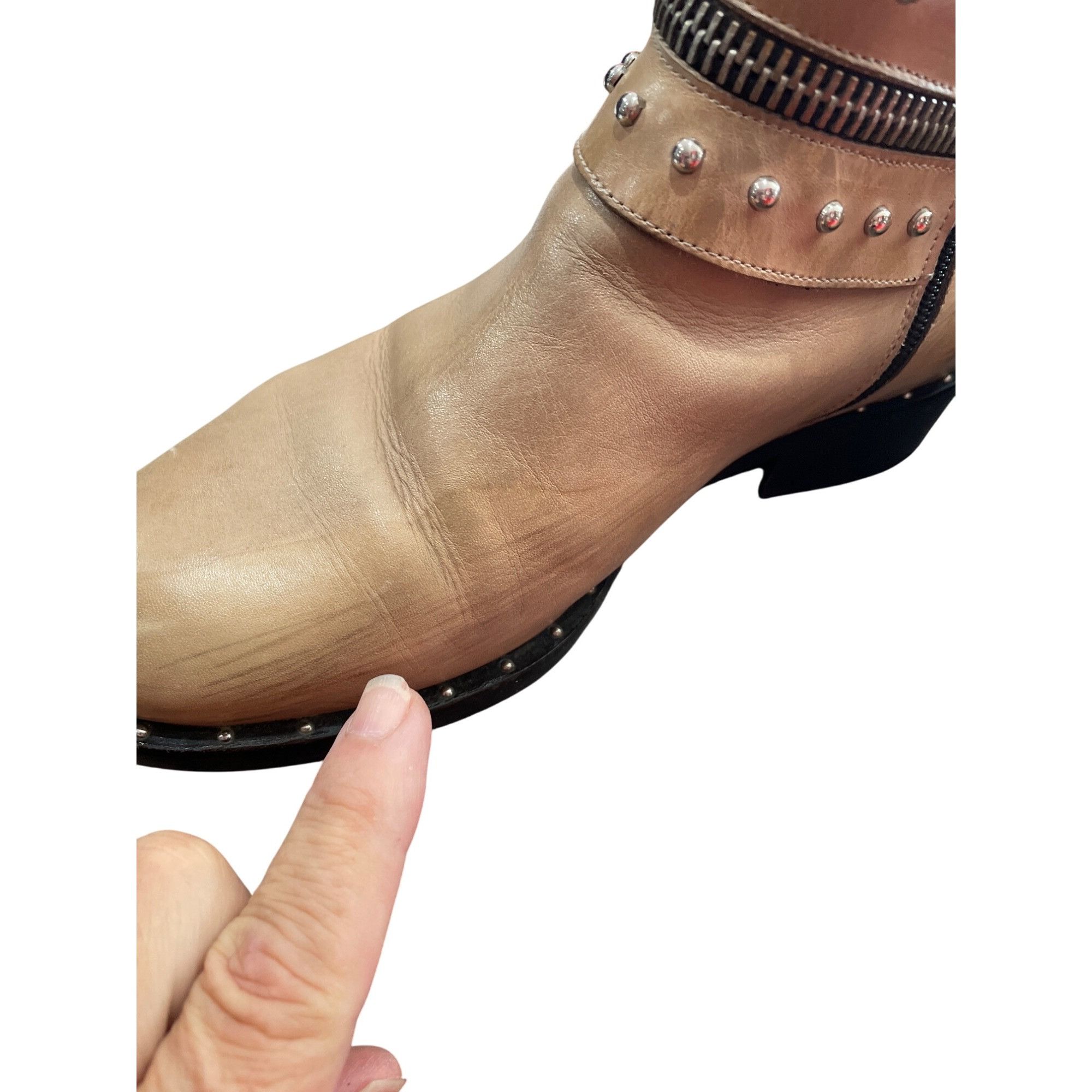 Other Charles David Chief womans Taupe Leather Studded Ankle Boots Size US 8.5 / IT 38.5 - 14 Thumbnail