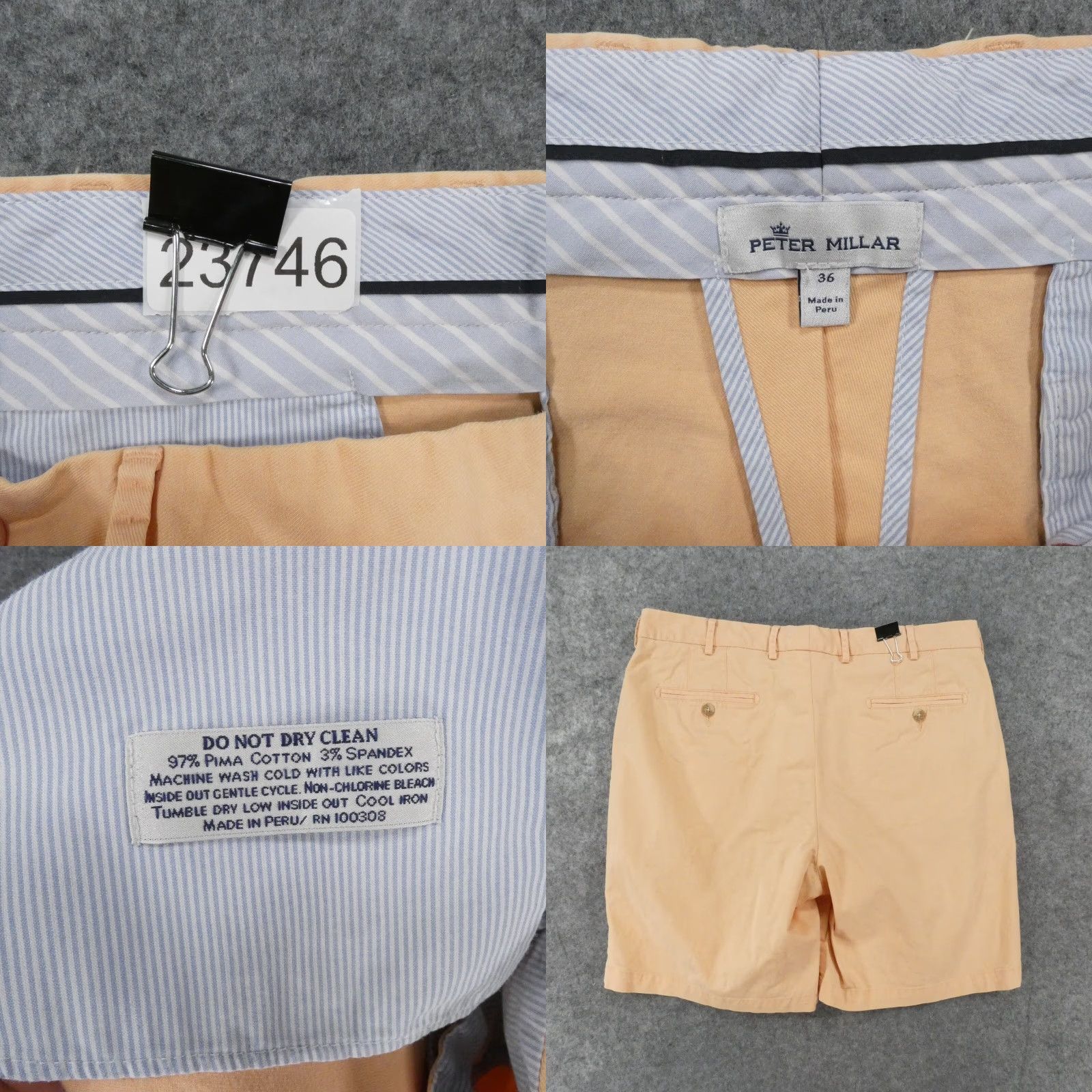 Peter Millar Peter Millar Shorts Mens 36 Chino Flat Front Orange Peach Preppy Casual Size US 35 - 9 Thumbnail