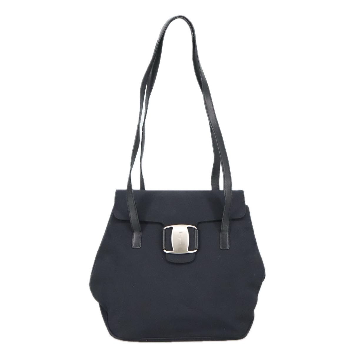Salvatore Ferragamo Vara Black Canvas Shoulder Bag (Pre-Owned) Size ONE SIZE - 1 Thumbnail