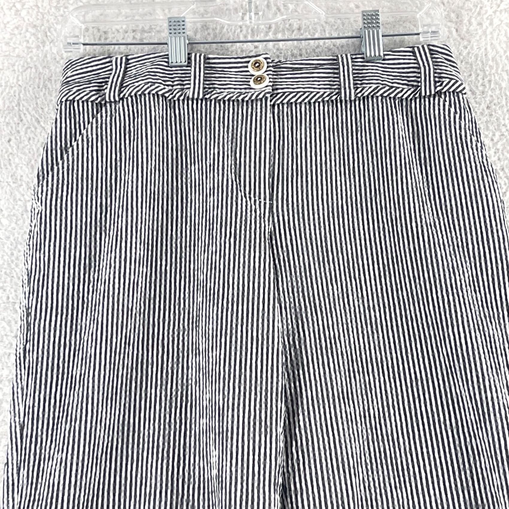 St. John VINTAGE St. John Sport Wide-Leg Crop Pants Womens Size 6 Gray White Stripe VTG Casual Size 28" / US 6 / IT 42 - 2 Thumbnail