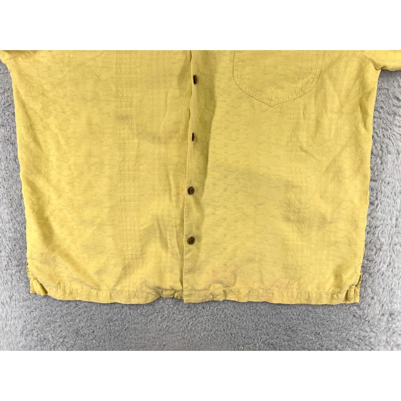 Tommy Bahama Tommy Bahama Shirt Men Large Yellow Stripe 100% Silk Hawaiian Button-Up Vacation Aloha Beach Resort 90s Mens Size US L / EU 52-54 / 3 - 5 Thumbnail