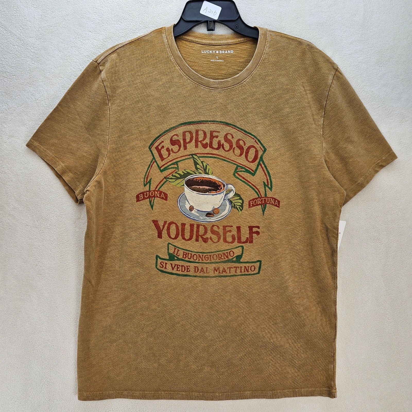 Lucky Brand LUCKY BRAND MEN'S LARGE ESPRESSO ULTRA SOFT COFFEE TSHIRT Size US L / EU 52-54 / 3 - 1 Thumbnail