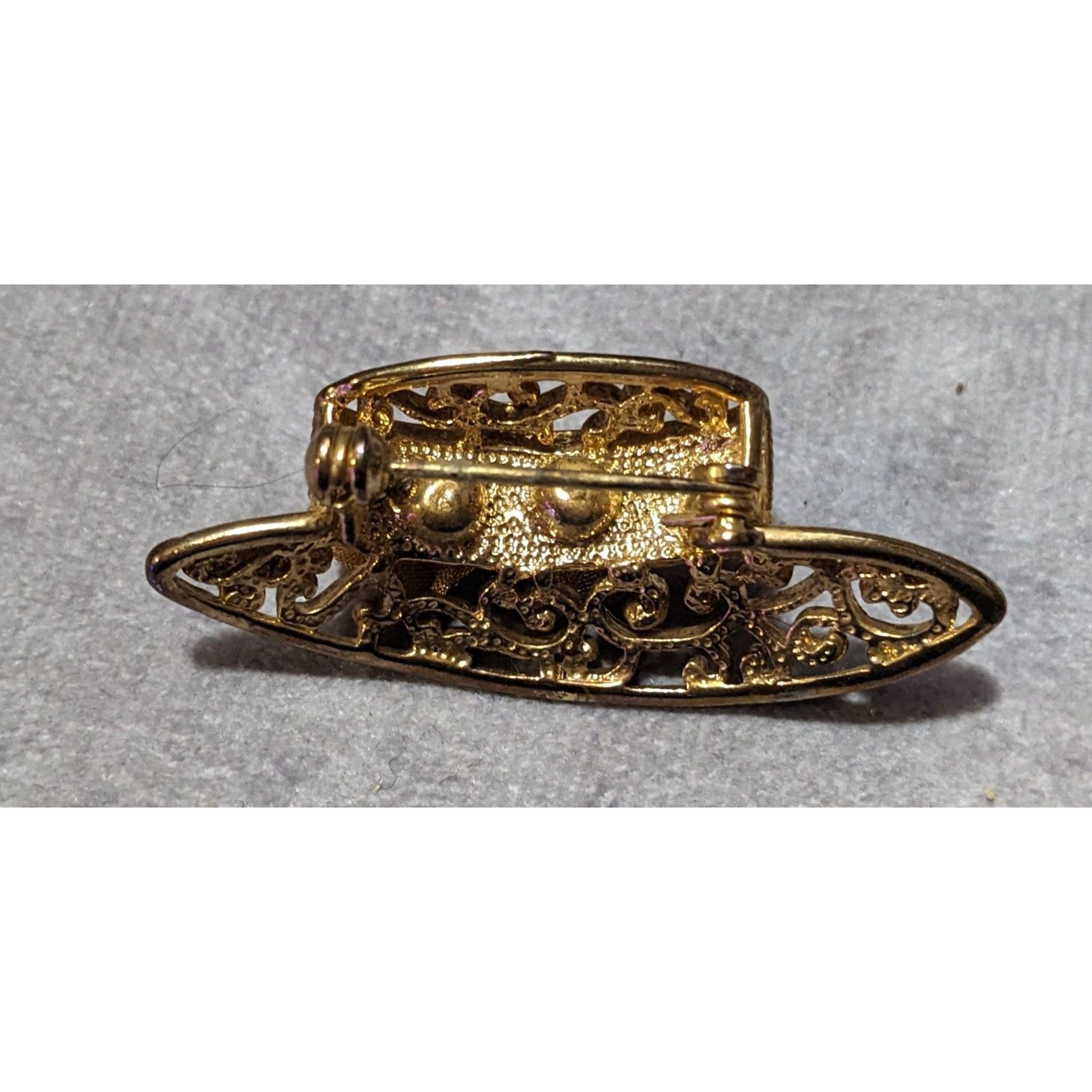 Other Vintage Gold Tone Filigree Mesh Flower Hat Brooch Size ONE SIZE - 6 Thumbnail