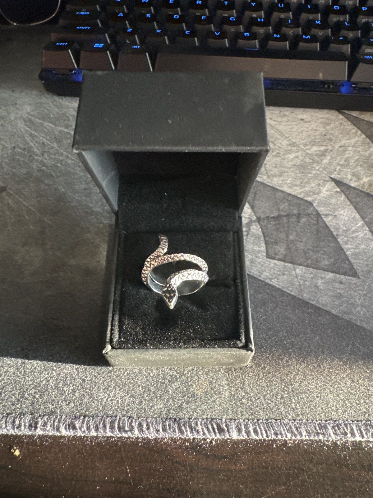 Jewelry × Vintage Sterling steel goth silver snake ring Size ONE SIZE - 3 Thumbnail