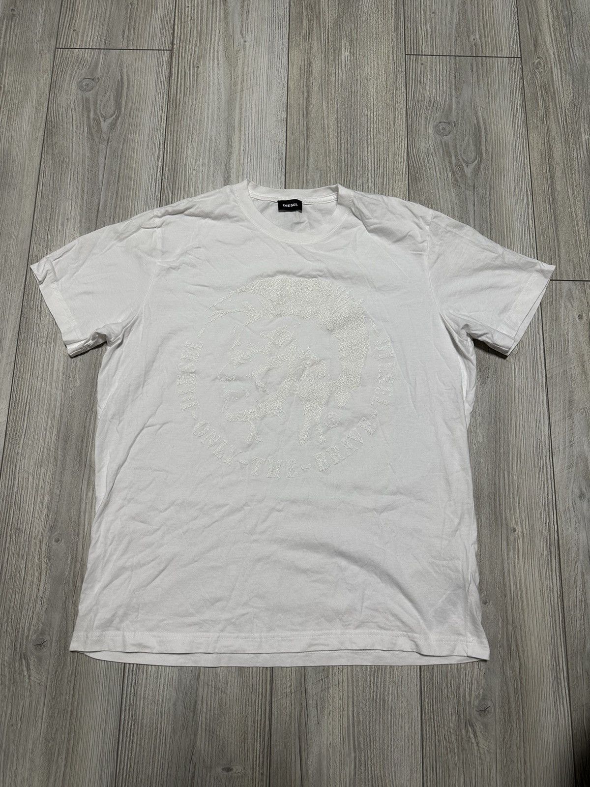 Diesel × Vintage Vintage Diesel White Y2K Hype T-shirt Size XL Size US XL / EU 56 / 4 - 1 Thumbnail