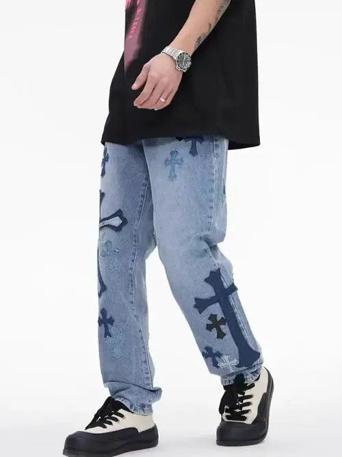 Japanese Brand × Jean Vintage Cross High Street Wash Distressed Straight Jeans Size US 32 / EU 48 - 3 Thumbnail