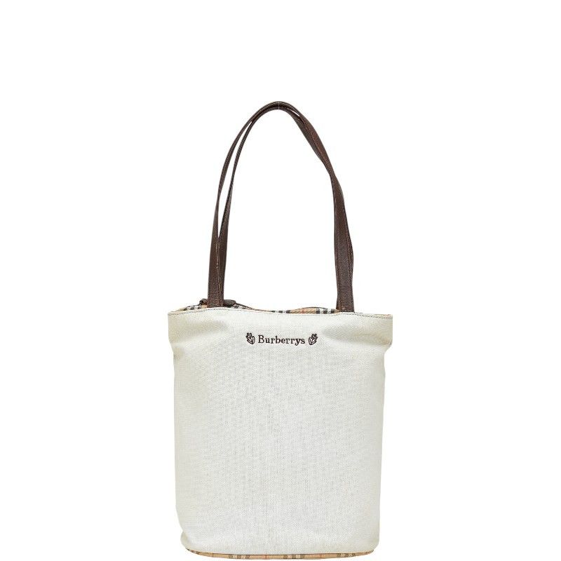 Burberry Burberry Nova Check Canvas Leather Tote Bag Canvas Tote Bag in Grey, Women's