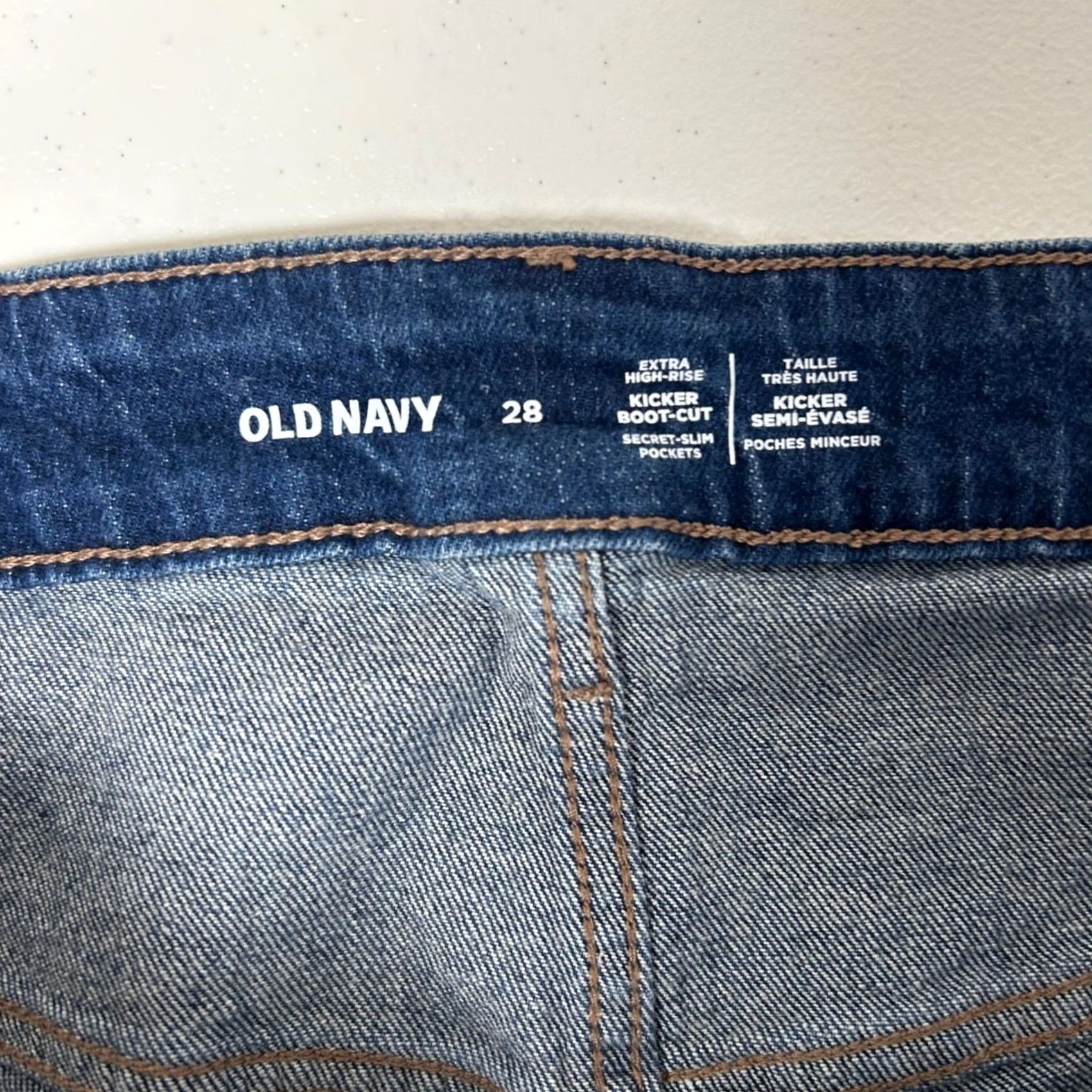 Old Navy Old Navy Jeans Bootcut Women 28W 32.5in Dark Wash Extra High-Rise Kicker Raw Hem Button Fly 5-Pocket Plus Size Denim Slimming Stretch Size 28" / US 6 / IT 42 - 2 Thumbnail