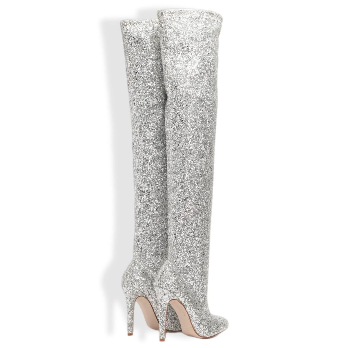 Other Silver Thigh High Pointed Toe Stiletto Heel Boot Women’s 6.5 Size US 6.5 / IT 36.5 - 6 Thumbnail