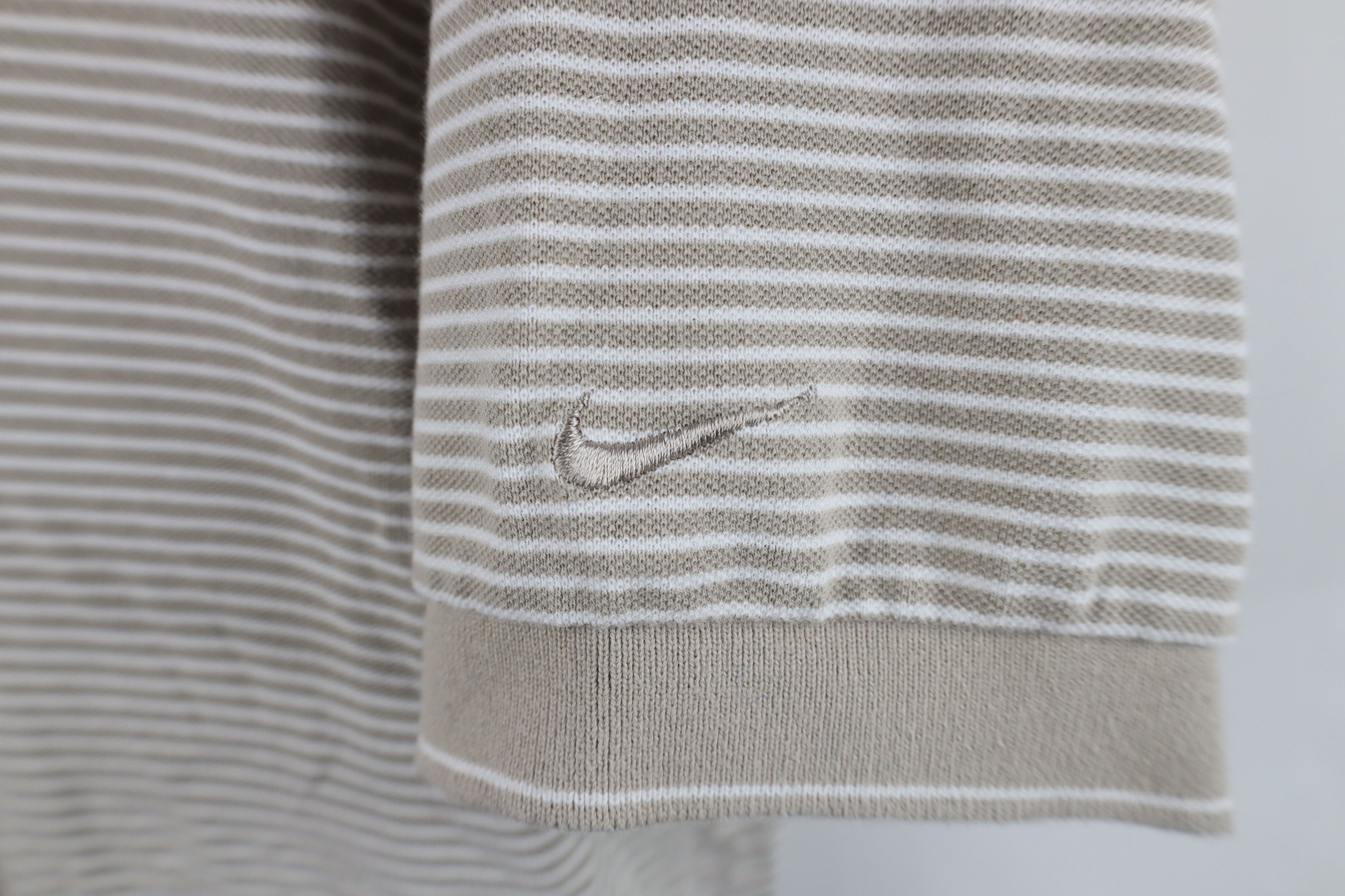 Nike Vintage Nike Golf Scott Mini Swoosh Striped Knit Polo Beige Size US XL / EU 56 / 4 - 4 Thumbnail