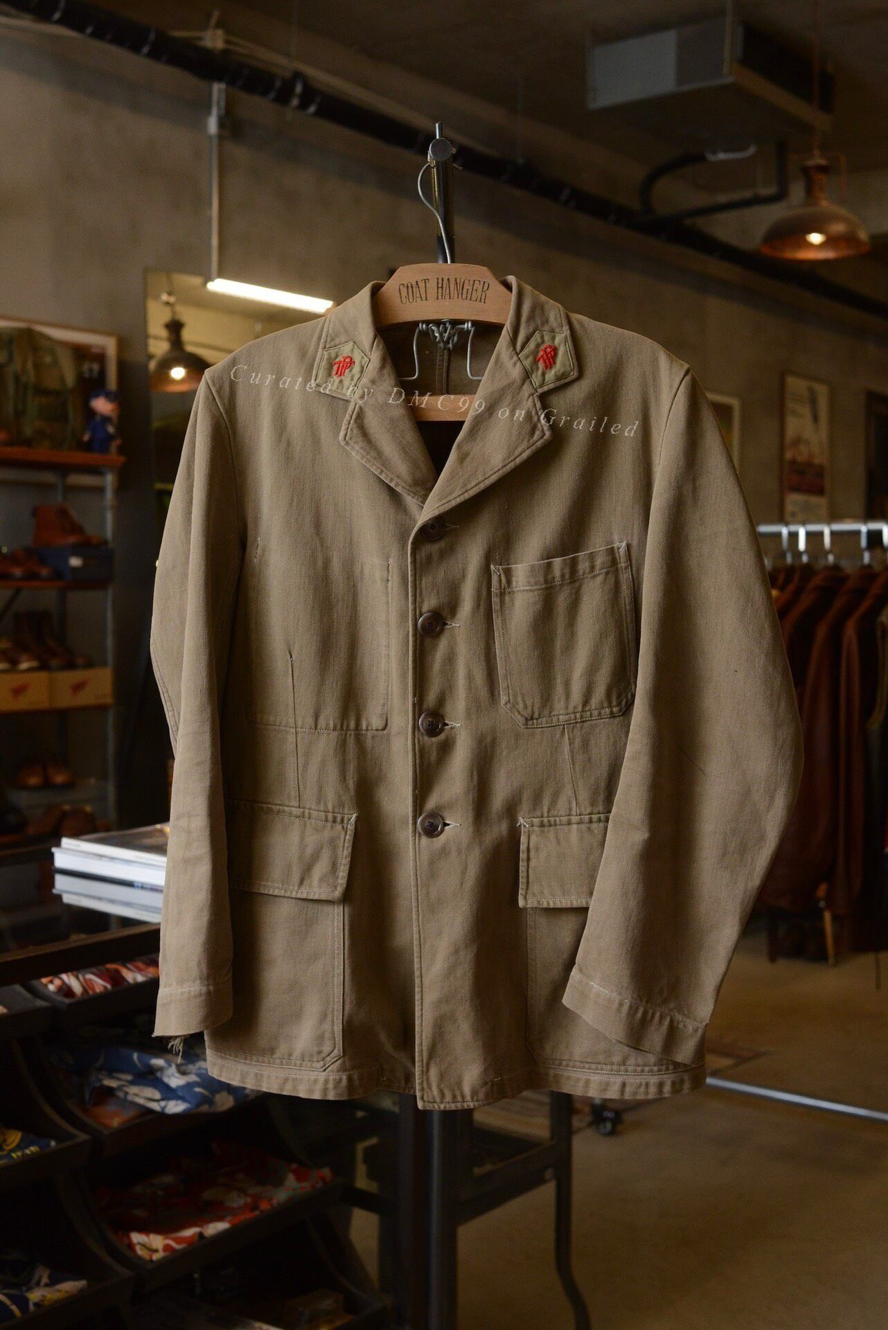 Vintage 1950s French Postman Khaki Work Jacket Size US M / EU 48-50 / 2 - 1 Thumbnail