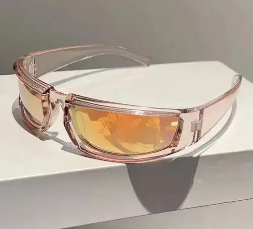 Japanese Brand Peach Color Sunglasses Hip Hop Grunge Yellow Size ONE SIZE - 1 Thumbnail