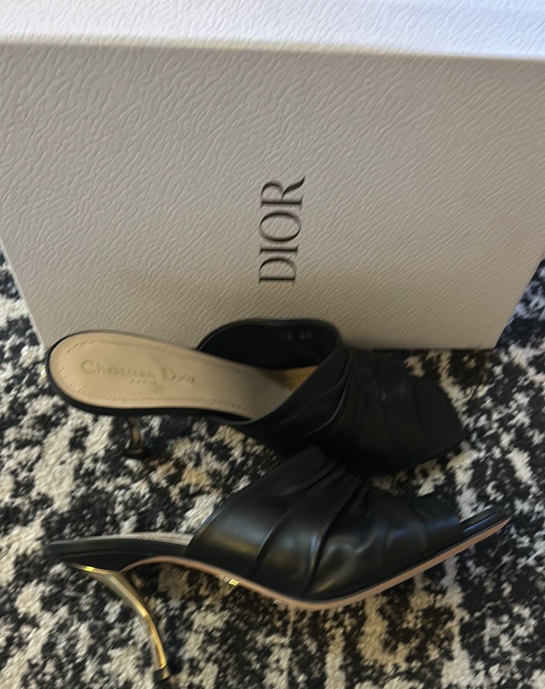 Dior Christian Dior D-Fame Heeled Sandal Black Pleated Lambskin Size US 10 / IT 40 - 3 Thumbnail