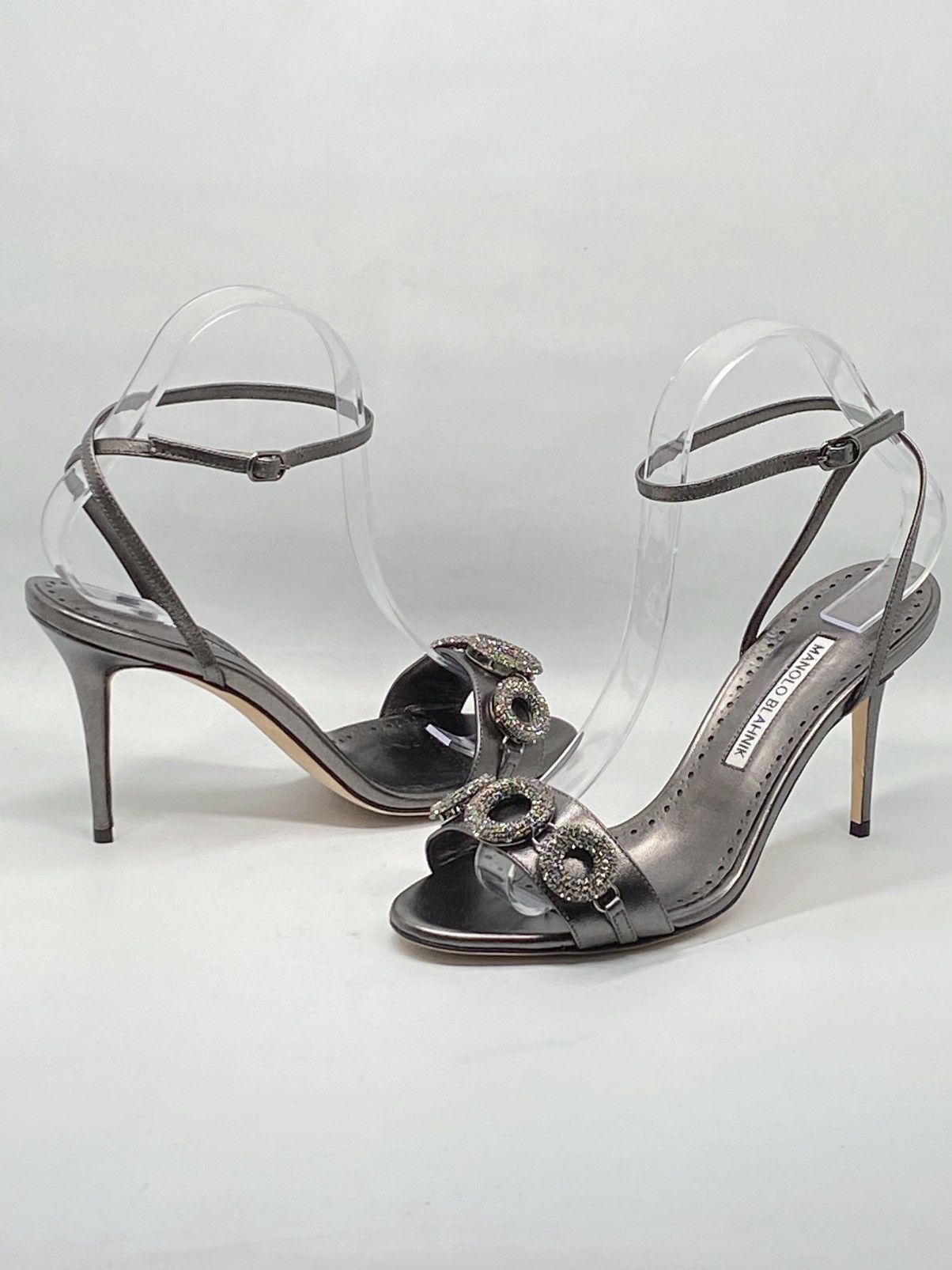Manolo Blahnik Manolo Blahnik Crystal-Embellished Leather Sandals size 37.5 Size US 7.5 / IT 37.5 - 9 Thumbnail