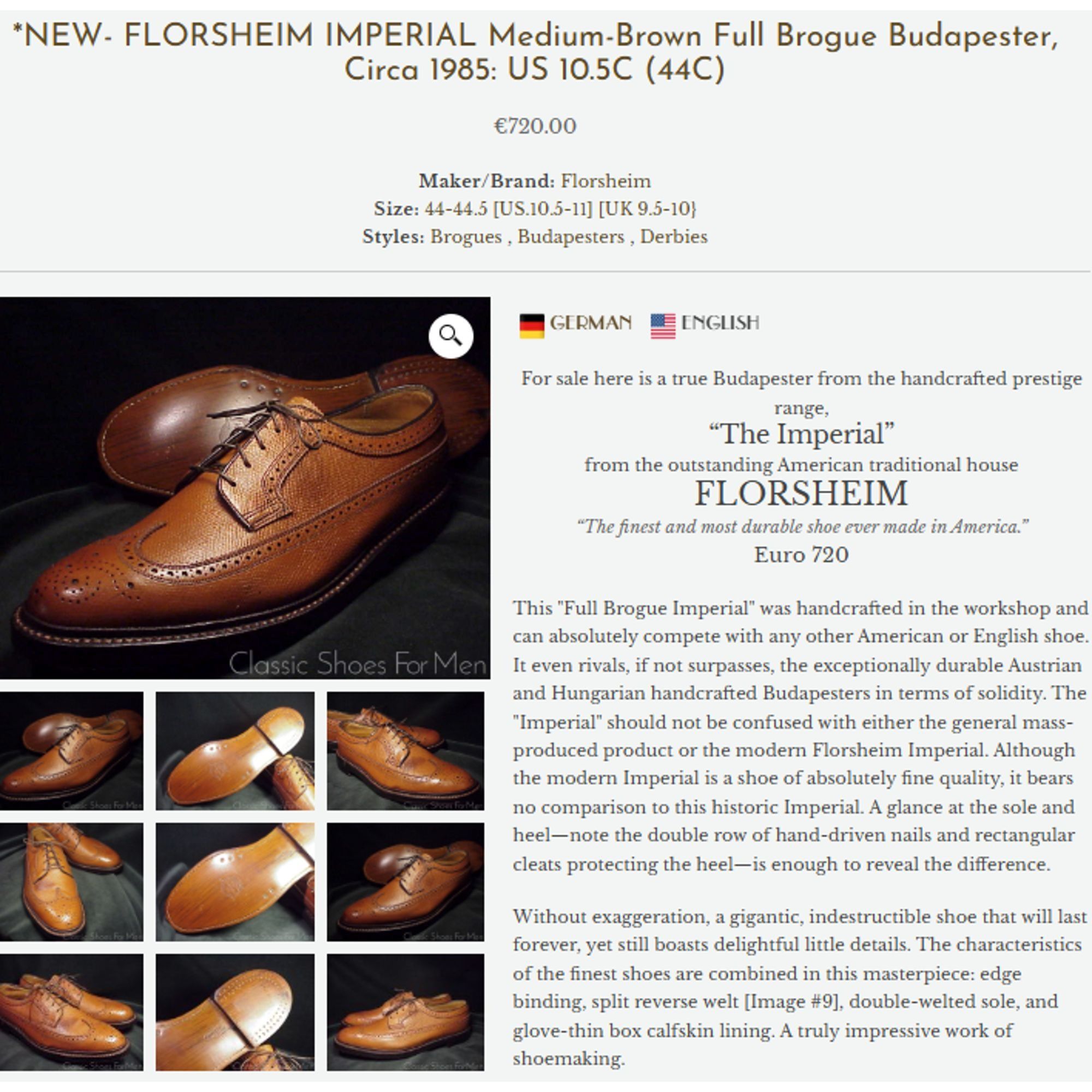 Florsheim Vintage Florsheim Royal Imperial Brown Leather Longwing Derb Size US 9 / EU 42 - 5 Thumbnail