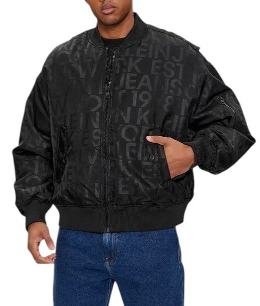 Calvin Klein S Black Logo Print Insulated Loose Fit Bomber 86394 Size US S / EU 44-46 / 1 - 2 Thumbnail