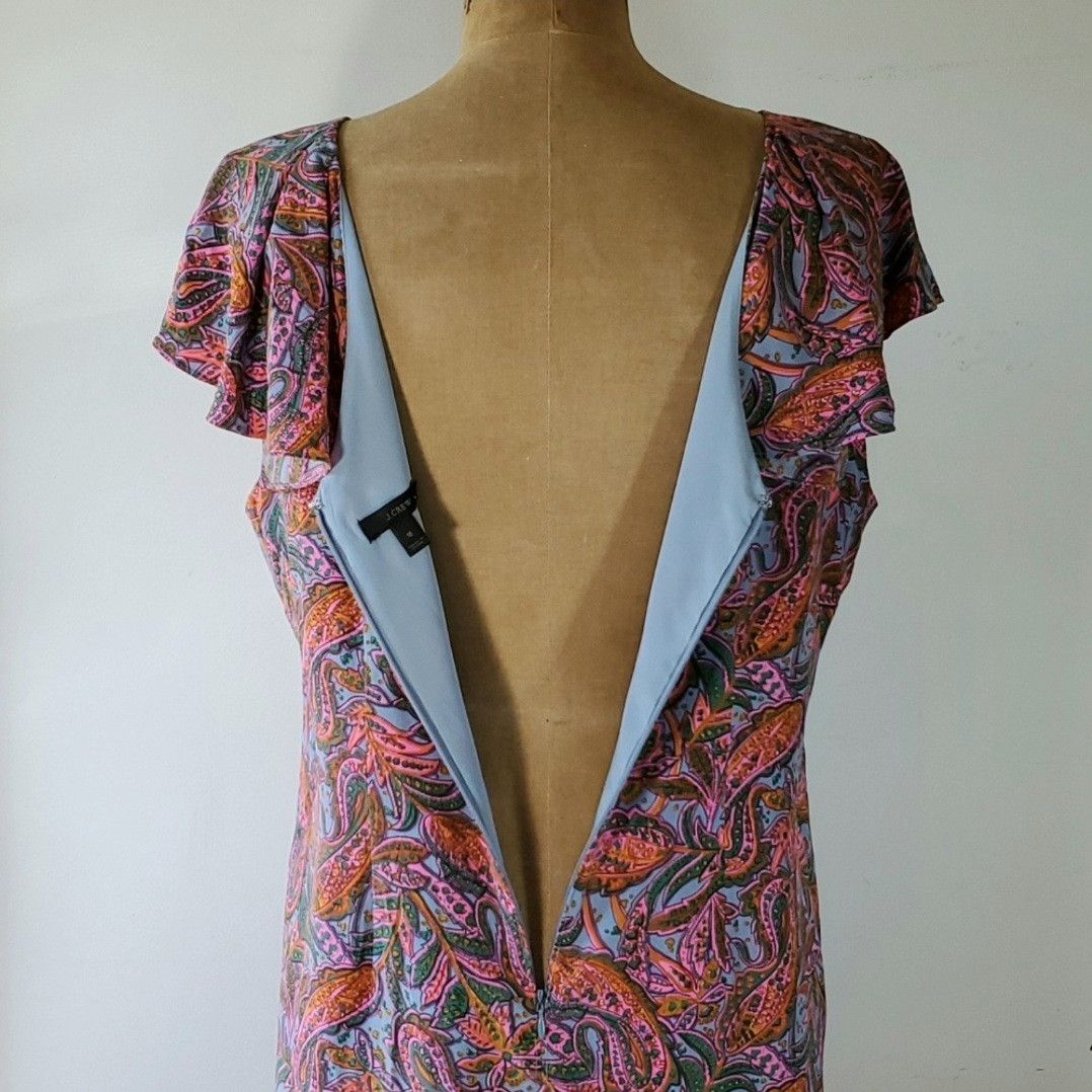 J.Crew J. Crew Size 16 Dress Silk Ruffle Paisley Blue Pink Floral Size XL / US 12-14 / IT 48-50 - 7 Thumbnail