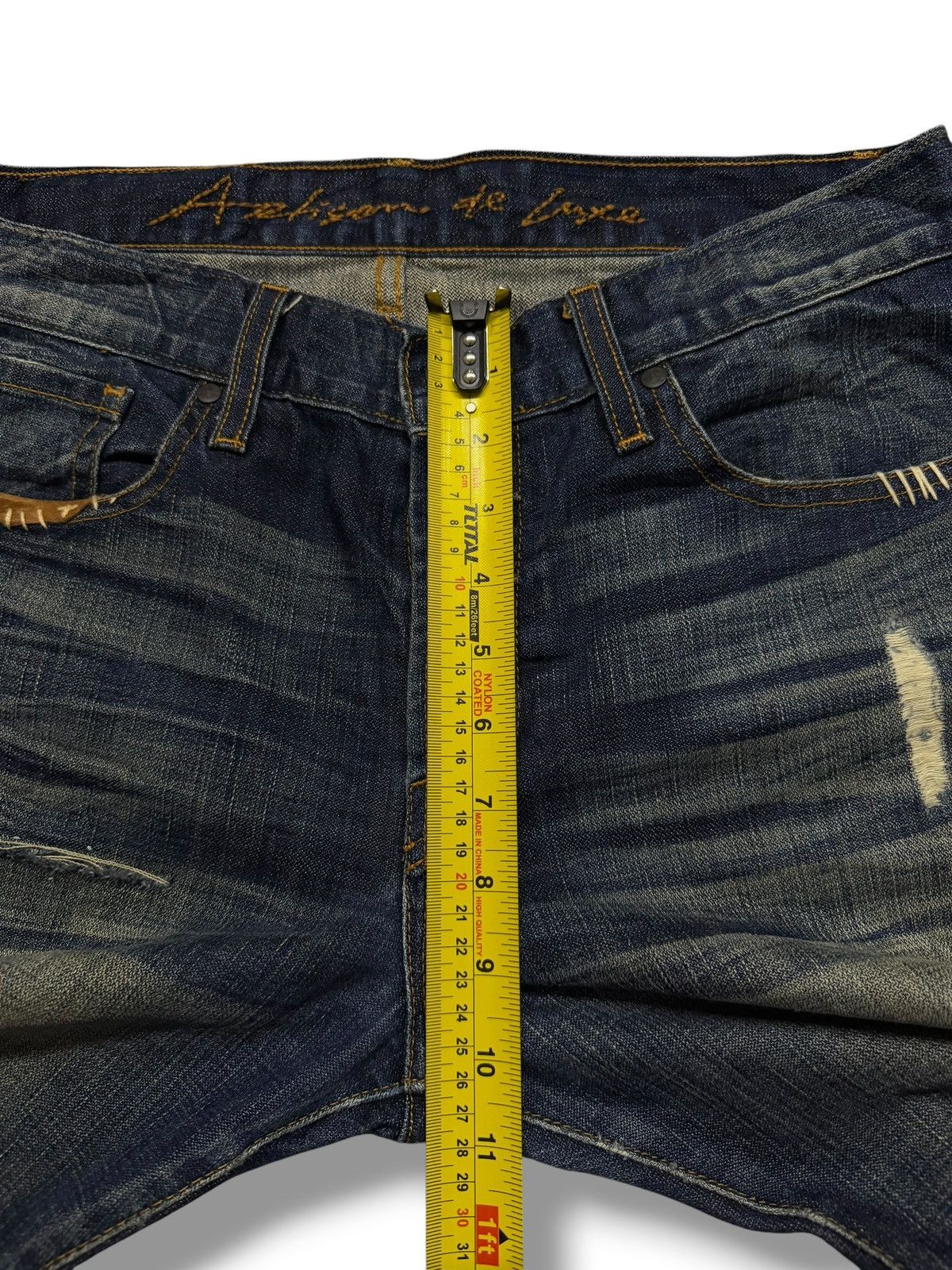 Japanese Brand Vintage Y2K Artisan De Luxe Destroy Blue | Slim Straight W32 Size US 32 / EU 48 - 17 Thumbnail