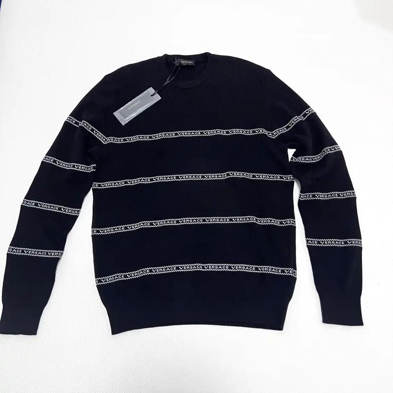 Versace Black Striped Long Sleeve Sweater 0089